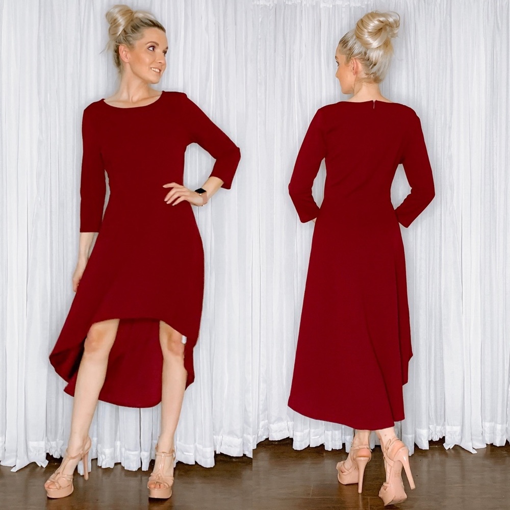 Burgundy Red High Low Party Dress